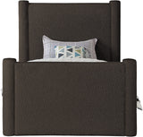 Elias Velvet Twin Bed - Elegant Minimalist Design with Solid Wood Frame for Contemporary Bedrooms