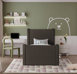 Elias Velvet Twin Bed - Elegant Minimalist Design with Solid Wood Frame for Contemporary Bedrooms