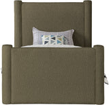 Elias Velvet Twin Bed - Elegant Minimalist Design with Solid Wood Frame for Contemporary Bedrooms