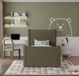 Elias Velvet Twin Bed - Elegant Minimalist Design with Solid Wood Frame for Contemporary Bedrooms