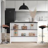 TUHOME Fendi Kitchen Island with Spacious Countertop, Open Lower Shelves and Enclosed Storage Cabinets, Modern Multi-Use Prep Station for Kitchens, Coffee Stations or Dining Areas, Functional Organization for Everyday Cooking