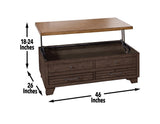 Bear Creek 3-Piece Lift-Top Cocktail Set, Brown (Lift-Top Cocktail & 2 End Tables)
