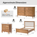 4-Piece Transitional Solid Wood Bedroom Set with 6-Drawer Dresser