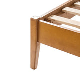 4-Piece Mid-Century Modern Solid Wood Bedroom Set with USB Nightstands & Dresser