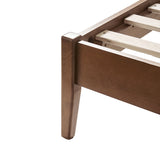 4-Piece Mid-Century Modern Solid Wood Bedroom Set with USB Nightstands & Dresser
