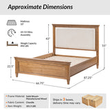 Transitional Solid Wood Bed with Upholstered Headboard