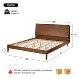 Vivian Solid Wood Platform Bed with USB Ports and Storage Headboard