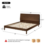 Vivian Solid Wood Platform Bed with USB Ports and Storage Headboard