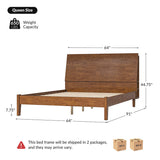 Vivian Solid Wood Platform Bed with USB Ports and Storage Headboard