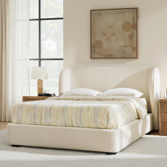 Alza Upholstered Bed-KB-BEIGE