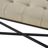 Genuine Leather Bench with Button-Tufted Design