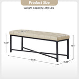 Genuine Leather Bench with Button-Tufted Design