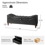 Abner Traditional Upholstered Storage Bench with Button Tufting