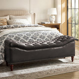 Abner Traditional Upholstered Storage Bench with Button Tufting