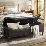 Abner Traditional Upholstered Storage Bench with Button Tufting