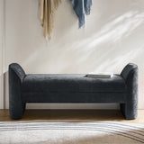 Diana 57" Wide Modern Chenille Upholstered Bench with Piped Edges and Foam Cushion