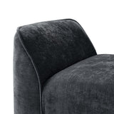 Diana 57" Wide Modern Chenille Upholstered Bench with Piped Edges and Foam Cushion