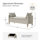 Octavia Upholstered Storage Bench with Turned Wood Legs