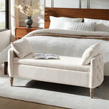 Octavia Upholstered Storage Bench with Turned Wood Legs