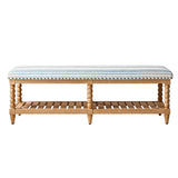 Felipa Farmhouse Rustic Wood Bench with Upholstered Seat and Storage Shelf