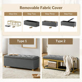 Rainald Versatile Minimalist Storage Bench with Removable Fabric Cover