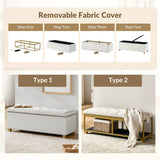 Rainald Versatile Minimalist Storage Bench with Removable Fabric Cover