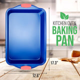 Non-Stick Baking Pan - Deluxe Nonstick Blue Coating Inside And Outside With Red Silicone Handles, Compatible With Models: Ncsbsbl10, Ncsbsbl8, Ncsbsbl6 (Blue)