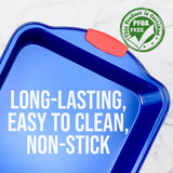 Non-Stick Baking Pan - Deluxe Nonstick Blue Coating Inside And Outside With Red Silicone Handles, Compatible With Models: Ncsbsbl10, Ncsbsbl8, Ncsbsbl6 (Blue)