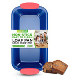Non-Stick Loaf Pan - Deluxe Nonstick Blue Coating Inside And Outside With Red Silicone Handles, Compatible With Models: Ncsbsbl10, Ncsbsbl8, Ncsbsbl6 (Blue)