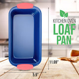 Non-Stick Loaf Pan - Deluxe Nonstick Blue Coating Inside And Outside With Red Silicone Handles, Compatible With Models: Ncsbsbl10, Ncsbsbl8, Ncsbsbl6 (Blue)