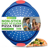 Non-Stick Pizza Pan - Deluxe Nonstick Blue Coating Inside & Outside With Red Silicone Handles, Compatible With Models: Ncsbsbl8, Ncsbsbl10 (Blue)