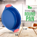 Non-Stick Round Pan - Deluxe Nonstick Blue Coating Inside & Outside With Red Silicone Handles, Compatible With Models: Ncsbsbl10, Ncsbsbl8, Ncsbsbl6 (Blue)