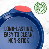 Non-Stick Round Pan - Deluxe Nonstick Blue Coating Inside & Outside With Red Silicone Handles, Compatible With Models: Ncsbsbl10, Ncsbsbl8, Ncsbsbl6 (Blue)