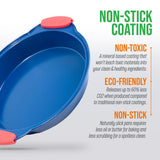 Non-Stick Round Pan - Deluxe Nonstick Blue Coating Inside & Outside With Red Silicone Handles, Compatible With Models: Ncsbsbl10, Ncsbsbl8, Ncsbsbl6 (Blue)