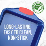 Non-Stick Square Pan - Deluxe Nonstick Blue Coating Inside And Outside With Red Silicone Handles, Compatible With Models: Ncsbsbl10, Ncsbsbl8, Ncsbsbl6 (Blue)