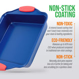 Non-Stick Square Pan - Deluxe Nonstick Blue Coating Inside And Outside With Red Silicone Handles, Compatible With Models: Ncsbsbl10, Ncsbsbl8, Ncsbsbl6 (Blue)