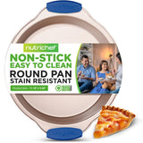 Non-Stick Round Pan - Deluxe Nonstick Gold Coating Inside & Outside With Blue Silicone Handles, Compatible With Models: Ncsbsg78, Ncsbsg60, Ncsbsg36 (Gold)
