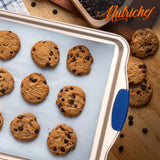 Small Cookie Sheet - Kitchen Oven Baking Pan With Blue Silicone Handles, Compatible With Model: Ncsbsg63 (Gold)