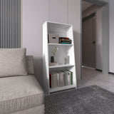 TUHOME Note 47" Tall Modern Ladder Bookcase with Three Open Tier Shelves, Slanted Vertical Design, Space-Saving Freestanding Organizer for Living Room, Bedroom or Home Office Storage, Contemporary Display and Organization Solution