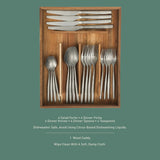 Bloomhouse 20 Piece Stone Washed Flatware 18/10 Stainless Steel Silverware Cutlery Utensil Set With Acacia Wood Caddy - Service for 4