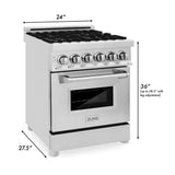 ZLINE 24" Professional Dual Fuel Range, Black Matte door, RA-BLM-24