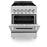ZLINE 24" Professional Dual Fuel Range, Black Matte door, RA-BLM-24