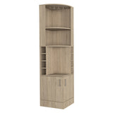 Kava Being Corner Bar Cabinet with Glass Rack, Double-Door Storage Cabinet, Built-In Eight-Bottle Wine Rack, Modern Corner Liquor Cabinet for Living Room, Home Bar, Kitchen or Dining Room Organization