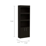 Simma Bookcase, Metal Hardware, Three Shelves, Double Door Cabinet