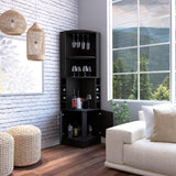 Kava Being Corner Bar Cabinet with Glass Rack, Double-Door Storage Cabinet, Built-In Eight-Bottle Wine Rack, Modern Corner Liquor Cabinet for Living Room, Home Bar, Kitchen or Dining Room Organization