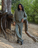 Linen quilted jacket BOSA in Dark Green