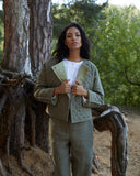 Linen quilted jacket BOSA in Dark Green