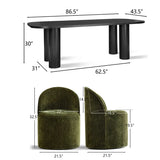Baguette & Doris 86.5" Black Rectangle Dining Table Set for 8 (9-Piece)