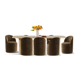 Baguette & Doris 86.5" Natural Rectangle Dining Table Set for 8 (9-Piece)