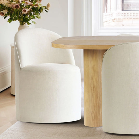 Baguette & Doris 86.5" Natural Rectangle Dining Table Set for 8 (9-Piece)